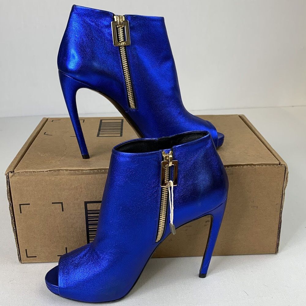 Roger Vivier Womens Stilleto Heeled Peep-Toe Blue Leather Satin Sz US 6 EU 37‎